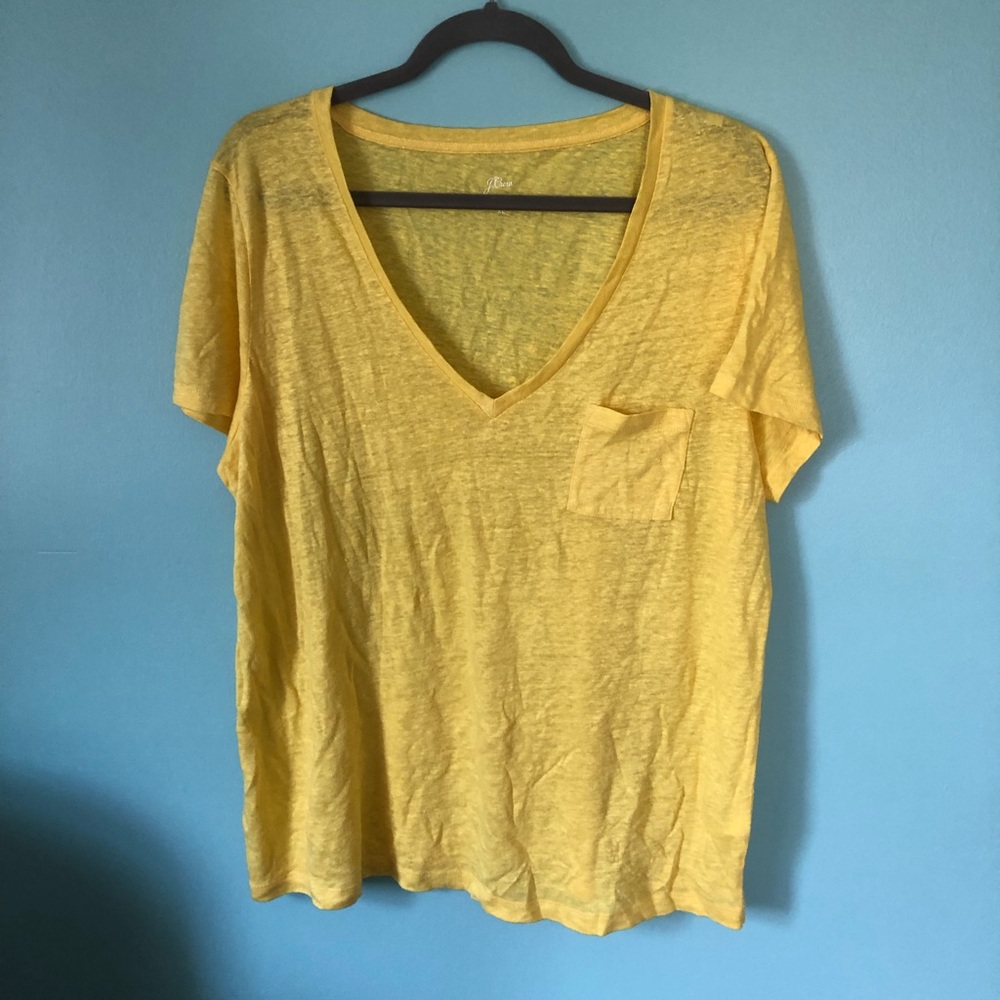 Sunny Yellow J. Crew 100% Linen T Shirt